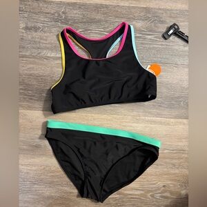 Girls Wonder NationTwo-Piece Sport Swim Set with Bright Trim Sz XL 14-16 NWT